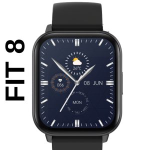 Fit8 Akıllı Saat Alüminyum Kasa Spor Silikon Kordon Siyah