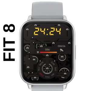 Fit8 Akıllı Saat Alüminyum Kasa Spor Silikon Kordon Gümüş